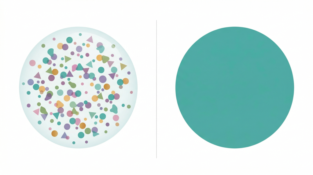 Full spectrum CBD versus CBD isolate — visual comparison of multi-compound extract and single-compound product