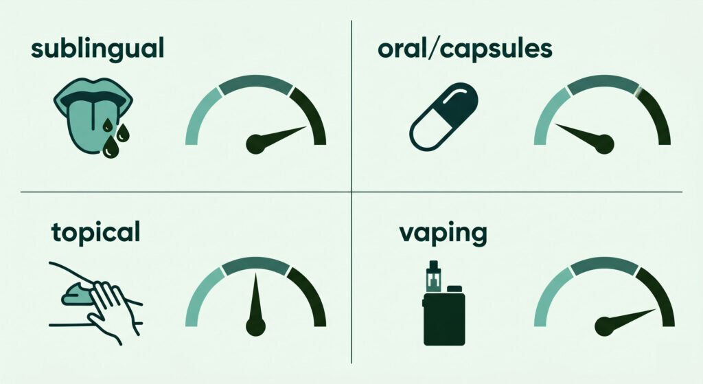 Comparison of CBD oil under tongue versus capsules, topicals, and vaping methods